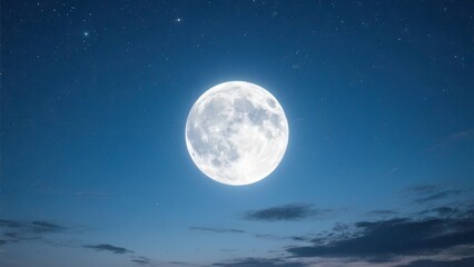 Fototapeta premium a bright moon dominates the night sky, surrounded by stars and a few wispy clouds