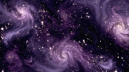Cosmic Galaxy Patterns: Cosmic galaxy patterns with swirling nebulae and vibrant stars, isolated on a white background
