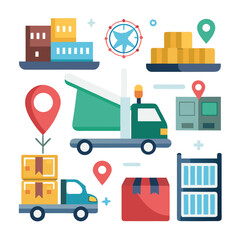 transportation icons set