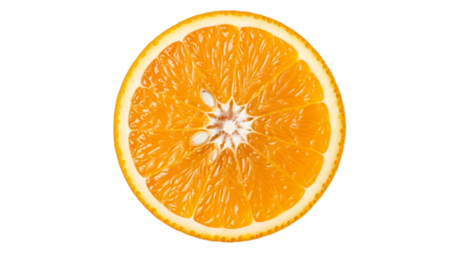 A vibrant slice of orange fruit isolated on a transparent background