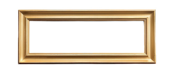 A classic golden picture frame set against a transparent background, ideal for showcasing artwork or photographs, enhancing the aesthetic appeal of any display