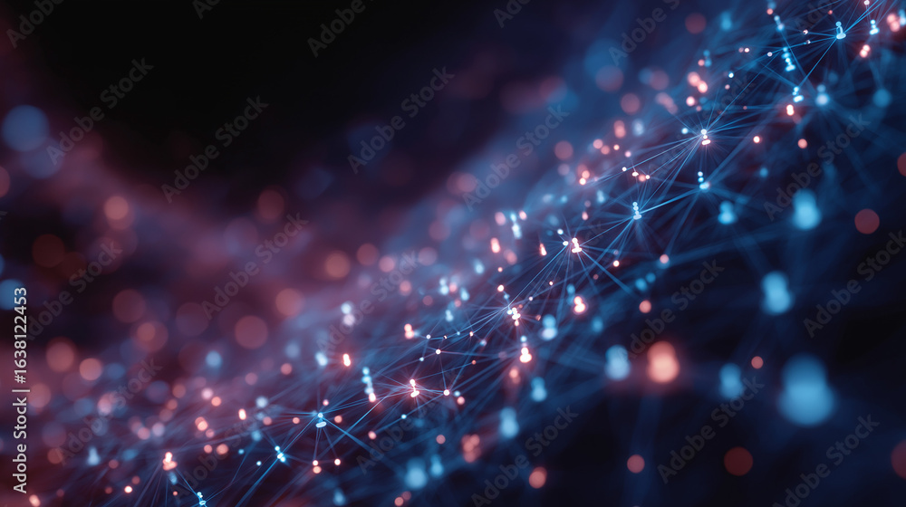 Poster abstract digital network: immerse yourself in the dynamic, glowing landscape of an abstract digital 