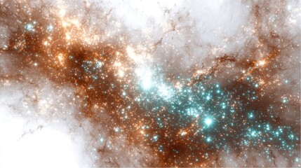 Cosmic Galaxy Patterns: Mesmerizing cosmic galaxy patterns with bright nebulae and swirling stars, isolated on a white background