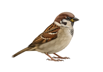 A detailed illustration of a sparrow bird isolated on white isolated on transparent background