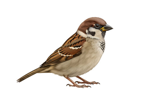 A detailed illustration of a sparrow bird isolated on white isolated on transparent background