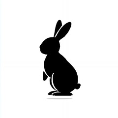 Obraz premium Rabbit Silhouette in Black Shadow Art Style Against a White Background