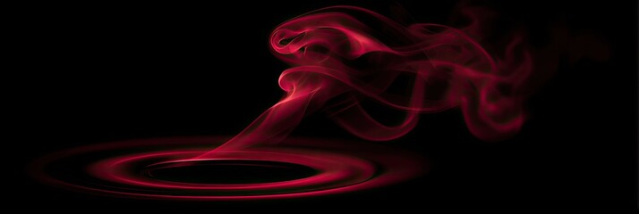 Deep crimson smoke swirls over a dark circular ripple