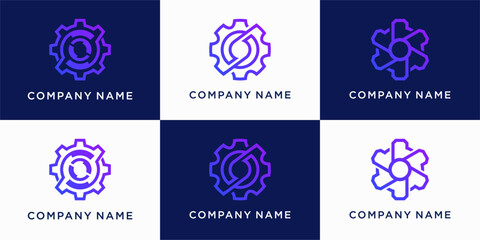 Technology gear logo design set vector template © cre_ART_ive