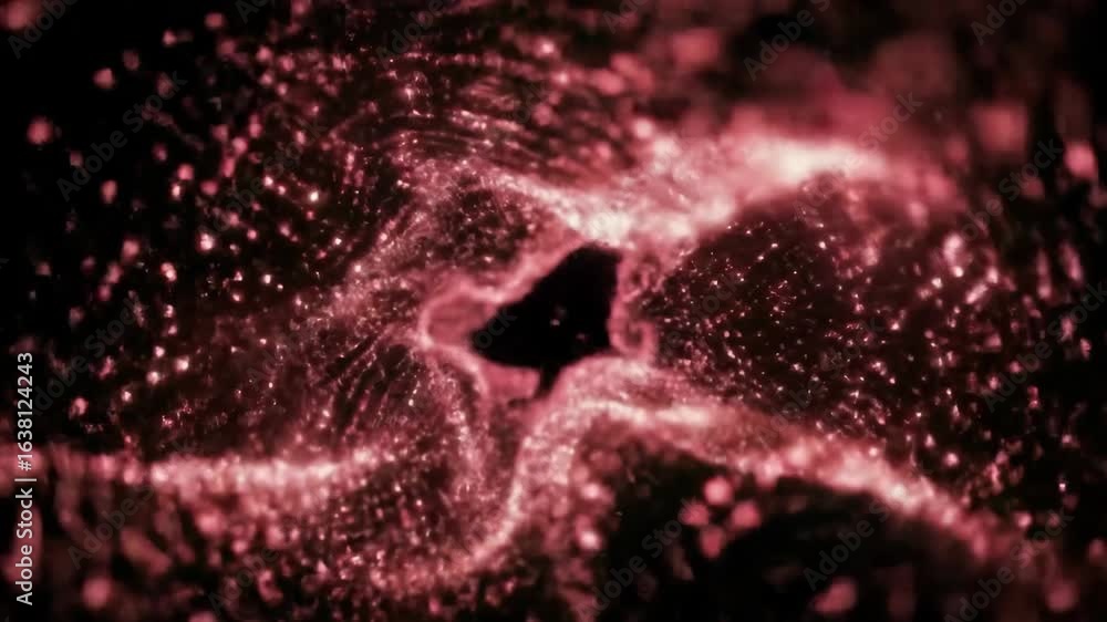 Aufkleber abstract red particle wave background with glowing dots, perfect for technology, science or futurist