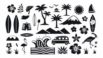 summer icons set