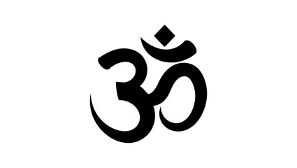 Om symbol, black isolated silhouette