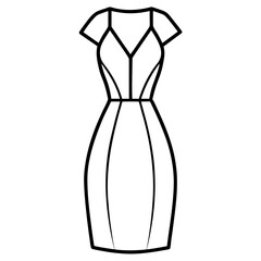 Clean Outline Cocktail Dress Vector