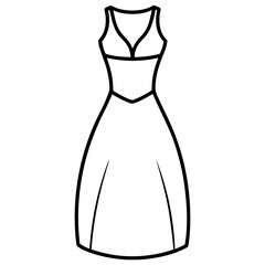 Clean Outline Cocktail Dress Vector