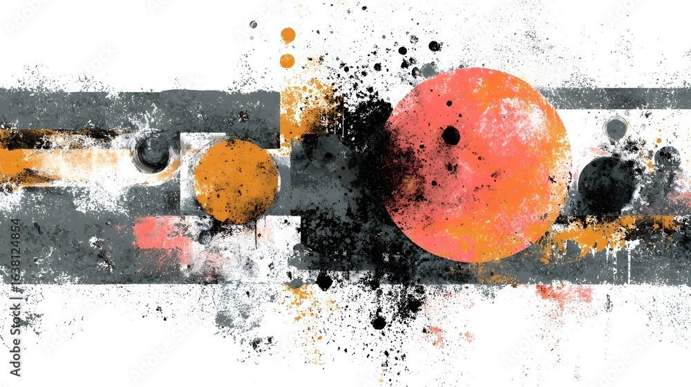 Aufkleber an abstract modern and expressive digital illust n featuring a dynamic composition of layered shapes