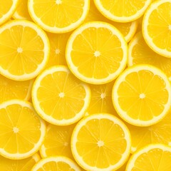Fresh Overlapping Lemon Slices Pattern on White Background – Close Up