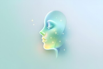Obraz premium Futuristic Abstract 3D Face with Glowing Gradient and Stars