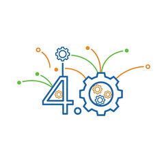 An illustrative graphic depicts Industry 4.0, showcasing digital transformation with gears, connections, and the number 4.0, symbolizing technological advancement.