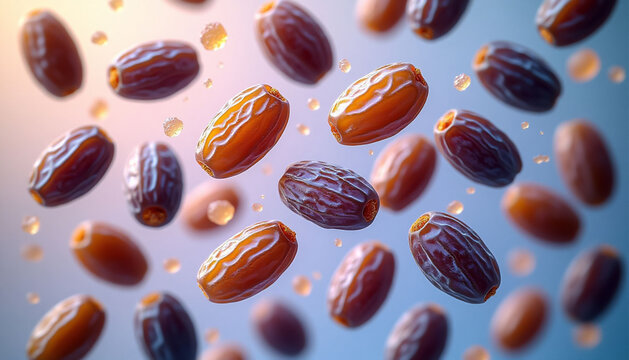 Flying Candied Fruits in Blue Space AI-generated