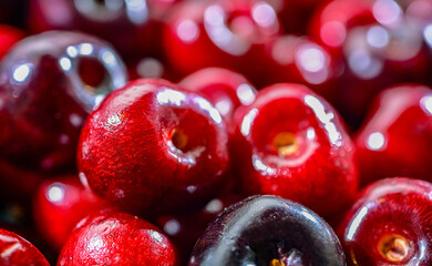 Composition with fresh ripe sweet cherries