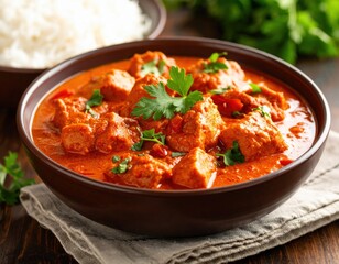 Chicken Tikka Masala In A Bowl With Rice