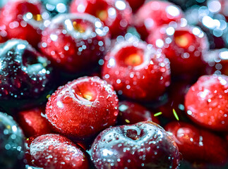 Composition with fresh ripe sweet cherries