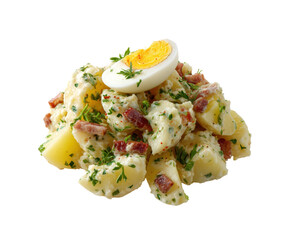 Classic potato salad with egg, herbs, and bacon for summer