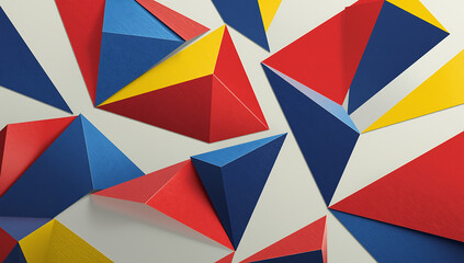 Abstract Geometric Pattern with Sharp Angular Shapes in Bold Primary Colors &ndash; Modern High-Resolution Background