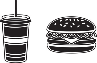 Fast food meal icon with burger and soda