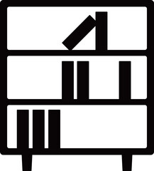 本棚のアイコン　モノトーン