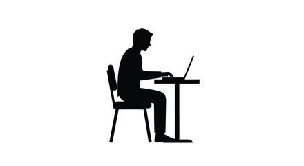 Vector Illustration of a person sitting on an chair and working on an laptop
