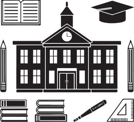 Academic Learning and School Icon Set
