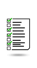 Checklist Icon: Completed Task List with Green Checkmarks and Black Lines
