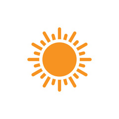 Flat Sun Icon Symbol Vector. Simple Bright Sun Illustration
