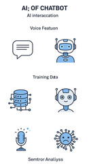 Friendly AI Chatbot Robot Icon, Light Blue, Smiling Face, Antennae