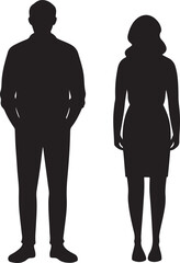 Man and Woman Standing Together Silhouette
