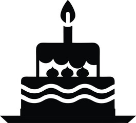 Fototapeta premium A cartoon vector birthday cake with candles and cream is a sweet symbol of celebration and party design
