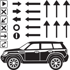 Digital Car Control Panel Vector Icons