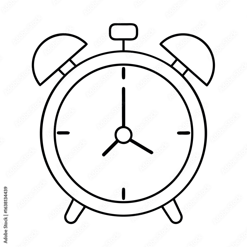 Poster simple minimalist outline alarm clock icon a clean and modern graphic design for timekeeping and wak