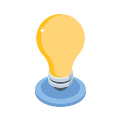 A modern isometric icon of lightbulb symbolizing creative idea