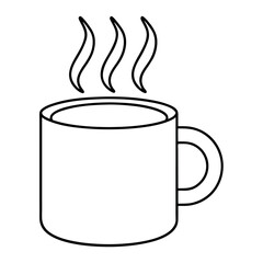 Minimalist vector illustration of a simple coffee mug with wisps of steam rising perfect for cafe or beverage branding