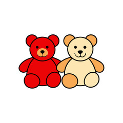 teddy bears cute stuffed toy red and beige bears vector art illustration