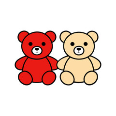 teddy bears cute stuffed toy red and beige bears vector art illustration