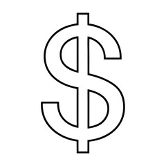 Bold clean line art dollar sign symbol representing finance currency and economic concepts in a modern design