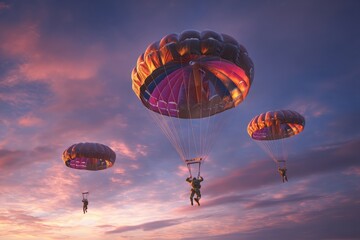 Paratroopers Jumping From Transport Aircraft