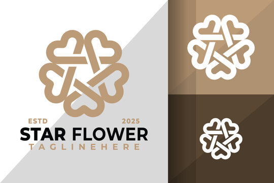 Star Flower Heart Logo Icon Vector Design Illustration - Powered by Adobe