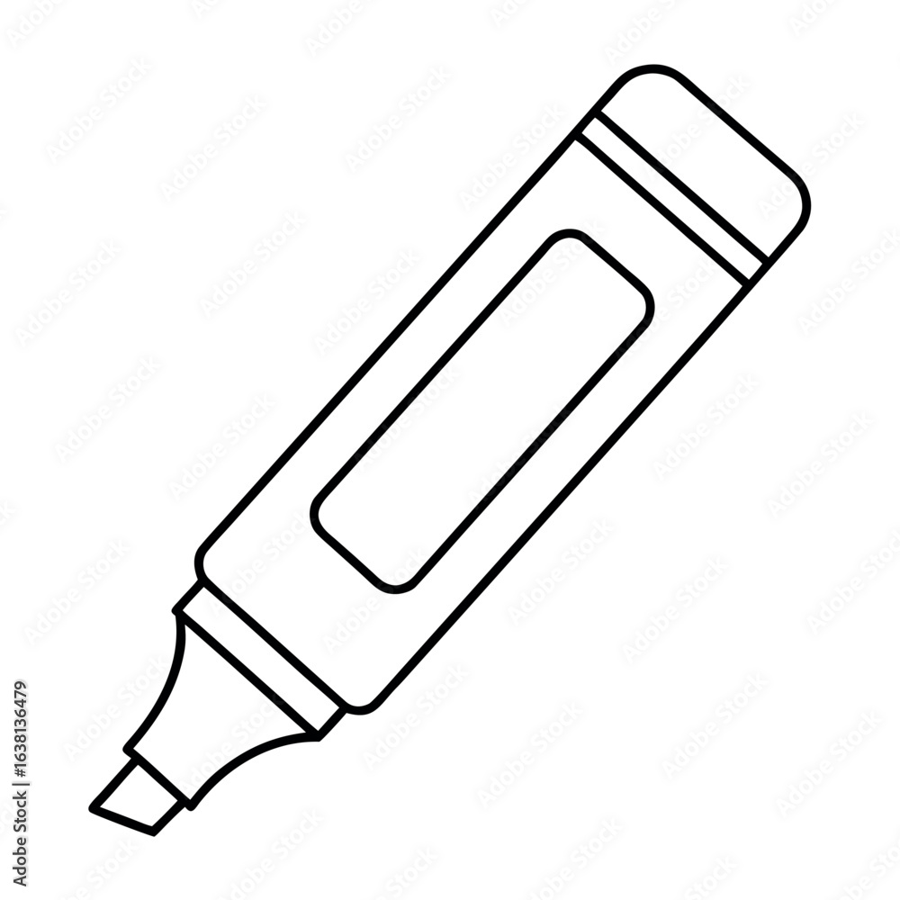 Poster simple outline illustration of a marker pen perfect for highlighting text or creating minimalist gra