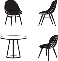 Modern furniture icon set illustration