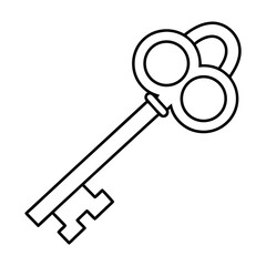 Simple outline of a key with minimal lines representing access security or a solution in a clean vector design