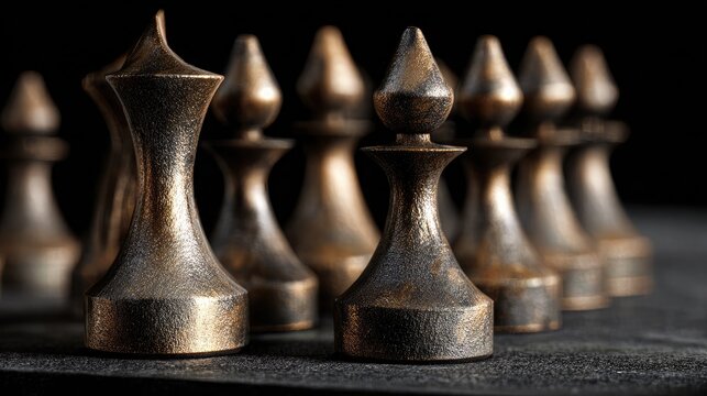 Chess pieces arranged in a dramatic final checkmate pose on a matte black surface