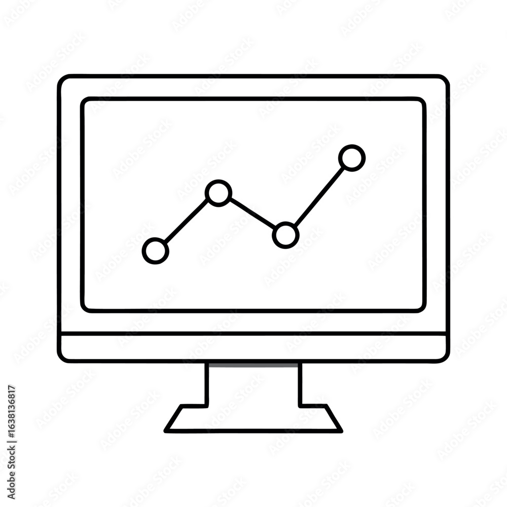 Poster modern computer screen displaying a vibrant upward trending business graph with data visualization e